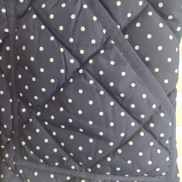 J.Crew Excursion Down Puffer Vest Women’s XXS Navy Polka Dot Quilted Zip - Picture 7 of 7